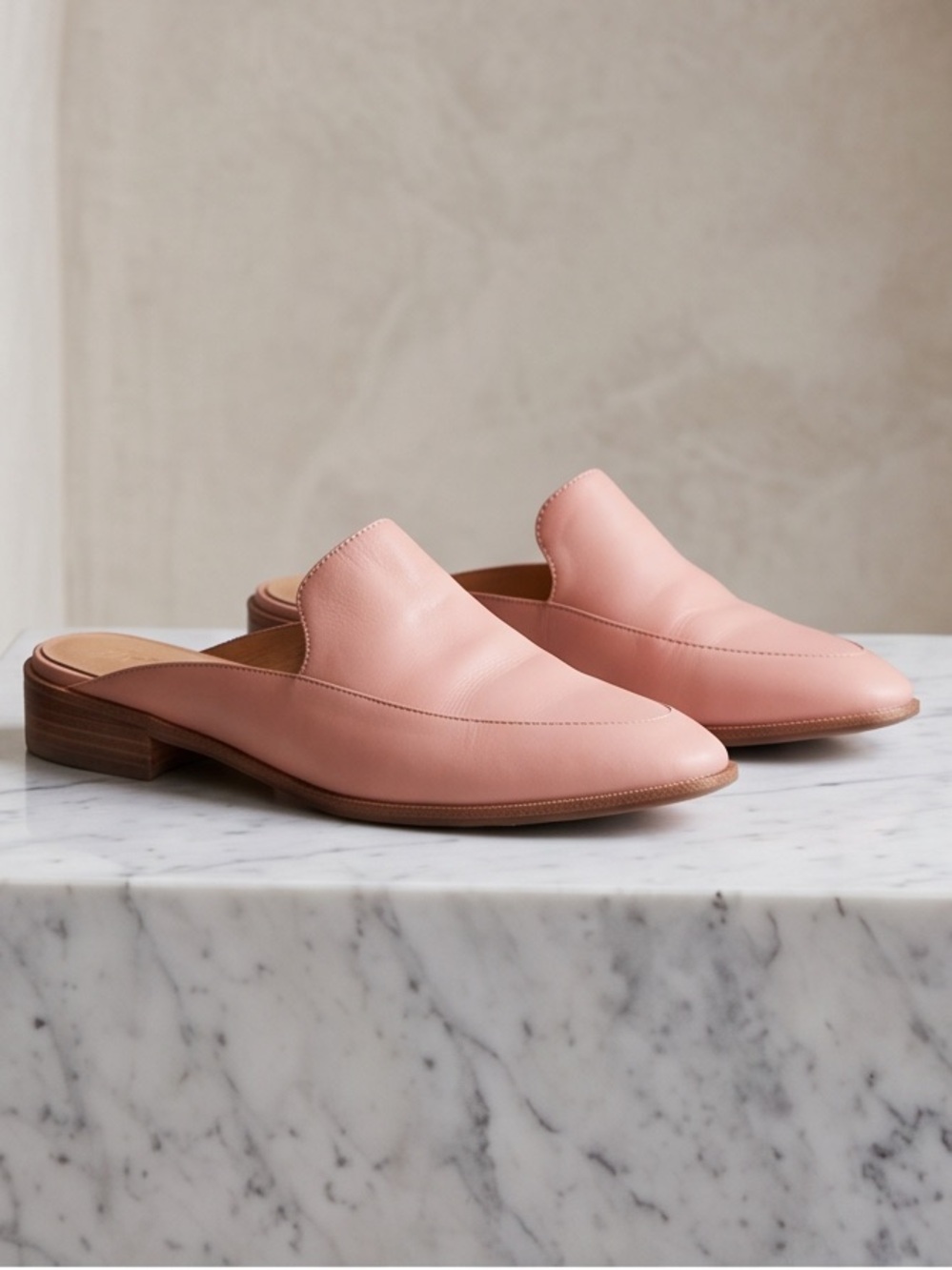 Madewell The Frances Blush Pink Leather Loafer Women's Mule Slip On Low Heel 11